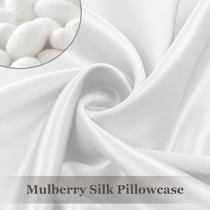 Adubor 100% Silk Pillowcase - Mulberry Silk Pillow Cases, 23 Momme 6A Grade Fibers, Silk Pillow Case for Hair and Skin Health, with Hidden Zipper (Standard 20''×26'', White, 1PC) - Bloomnest