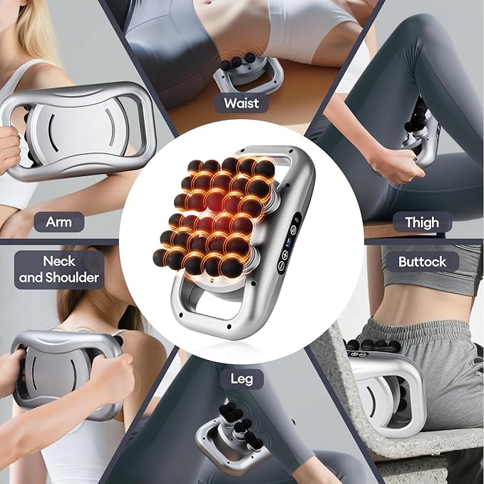 30 Head Massage Gun Set, Massage Gun Deep Tissue Portable with 9 Levels and 9 Modes, Massager for Legs, Waist, Neck, Back, Buttocks Muscles, Gifts for Women, Men, Mom, and Dad - Bloomnest
