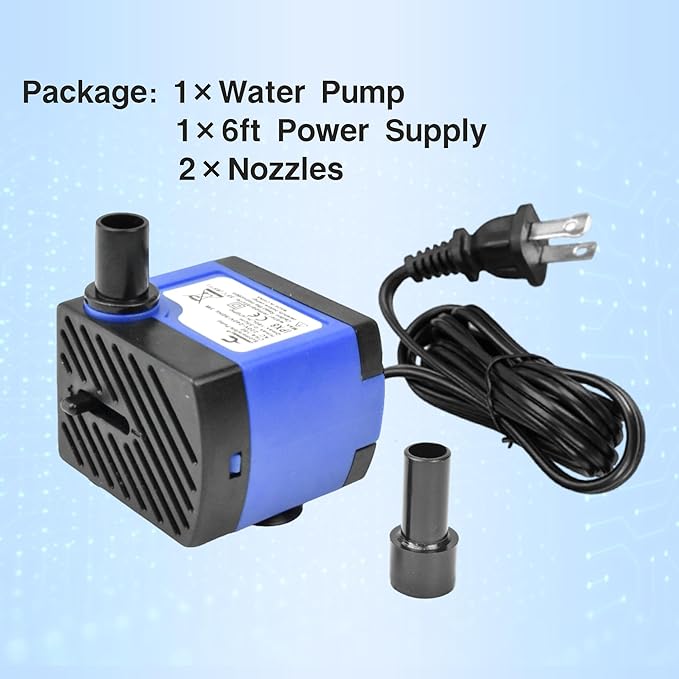 CONQUERALL 4W Circulation Pump 74GPH Adjustable Flow Hydroponics Supplies for Tabletop Water Fountain - Bloomnest