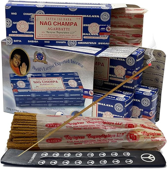 Nag Champa Incense Sticks 250g x 4 and Incense Stick Holder Bundle Insence Insense Satya Incense - Bloomnest