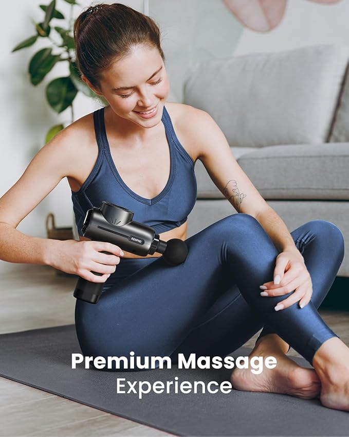 RENPHO Massage Gun with Heat, Portable Muscle Percussion Massager with Bluetooth for Back and Neck, 5 Replaceable Heads, Carry Case, Gifts for Men Women - Bloomnest