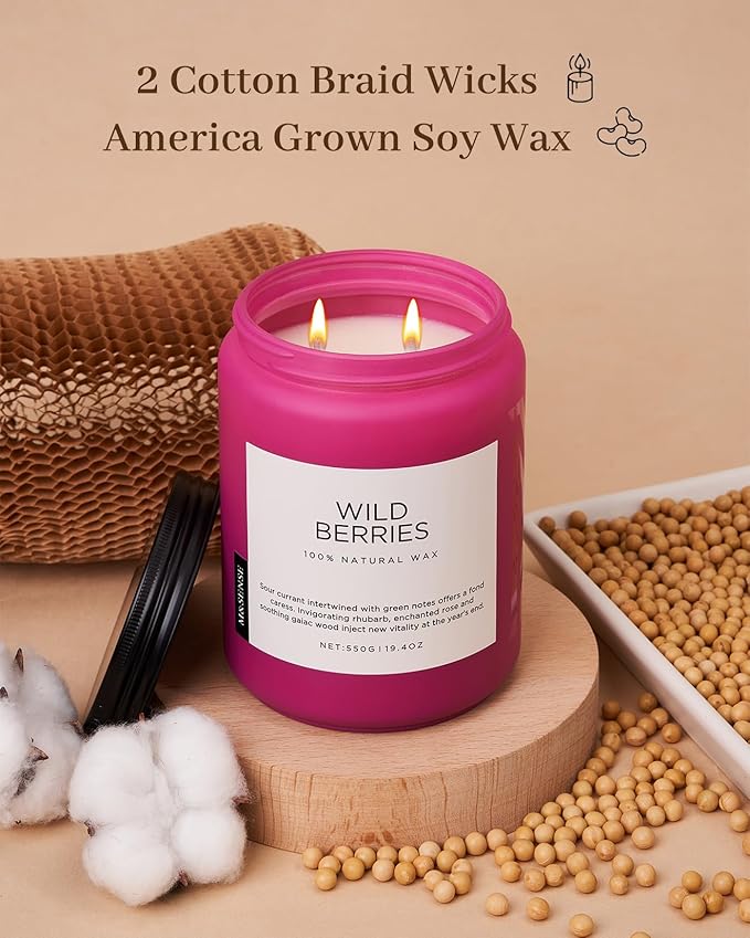 M&SENSE Wild Berries Large Soy Candles for Home Scented Organic Natural Soy Wax Candle 19.4oz 110 Hour Long Lasting, Christmas Holiday Scented Winter Gift for Bedroom Bathroom Home Decor - Bloomnest