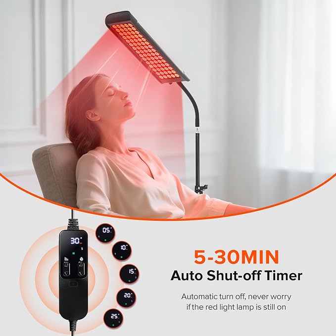 Red Light Therapy for Face and Body, GMOWNW Infrared Light Therapy Lamp with Stand, 660nm Red Light and 850nm Near Infrared Light Therapy Device for Face Knee Body, Skin Care at Home GMOWNW