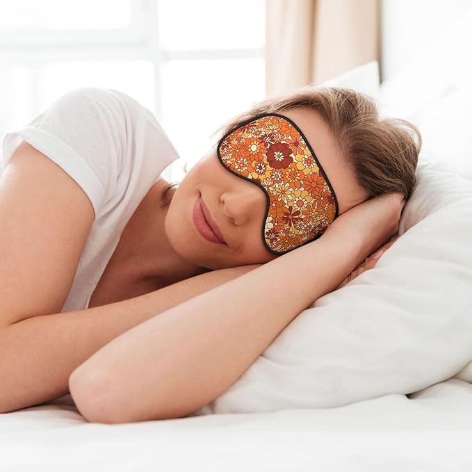Sleep Eye Mask Vintage Boho Floral Hippie Flower Sleep Mask for Women Men Comfortable Eye Mask with Adjustable Strap Soft Eye Cover Blindfold for Travel Yoga Nap Shift Work - Bloomnest