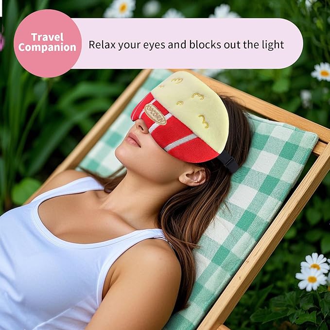 Cute Sleep Eye Masks for Kids, Kawaii Cartoon Kids Sleeping Mask for Women Boys Girls Teens, Soft Plush Adjustable Eyeshade Silk Travel Nap Eye Cover, Red Pop - Bloomnest