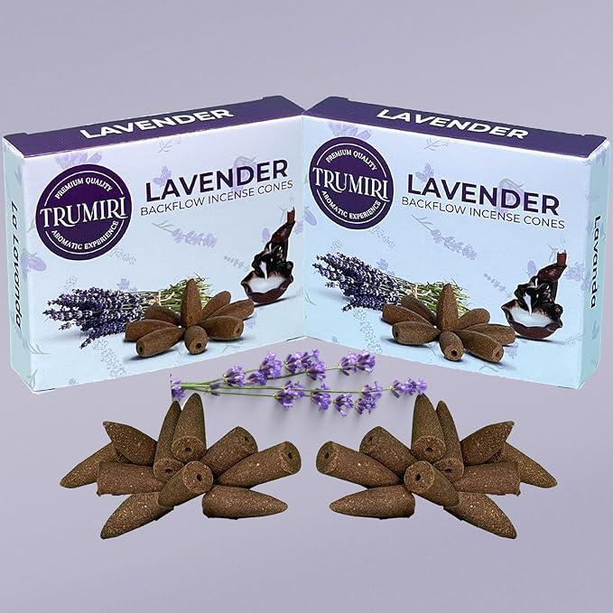 Lavender Backflow Incense - 20 Cones, Dual Pack, Waterfall Effect TRUMIRI