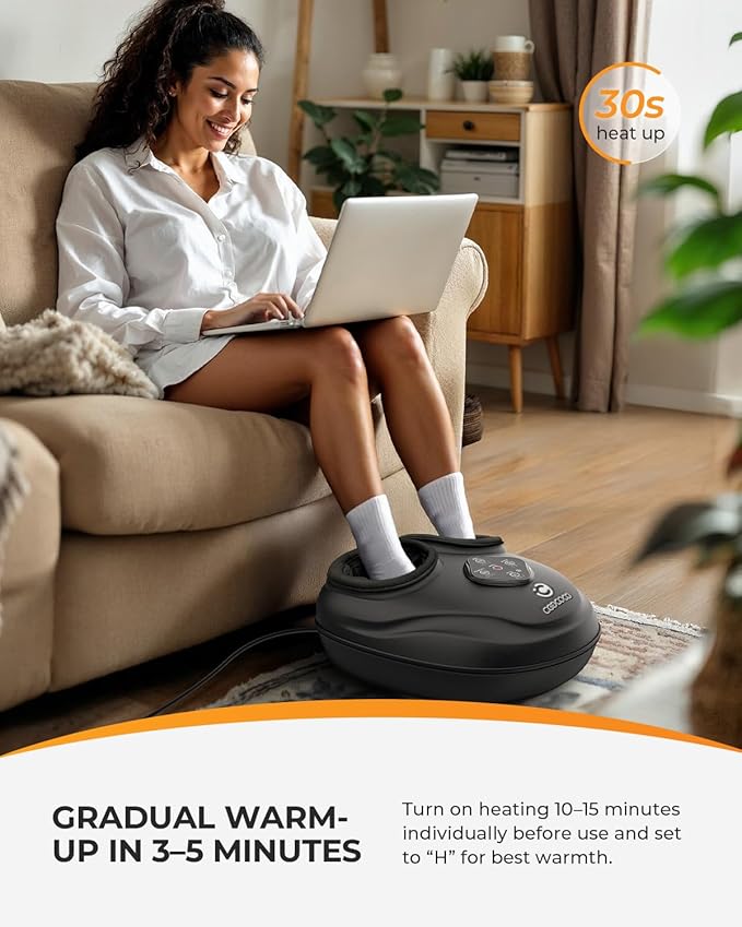 CooCoCo Upgraded Foot Massager with Heat, FSA Eligible Shiatsu Feet Massager for Plantar Fasciitis, Foot Warmer with Kneading, Rolling, Compression, Foot Massage Machine for Women Men Mom Dad - Bloomnest