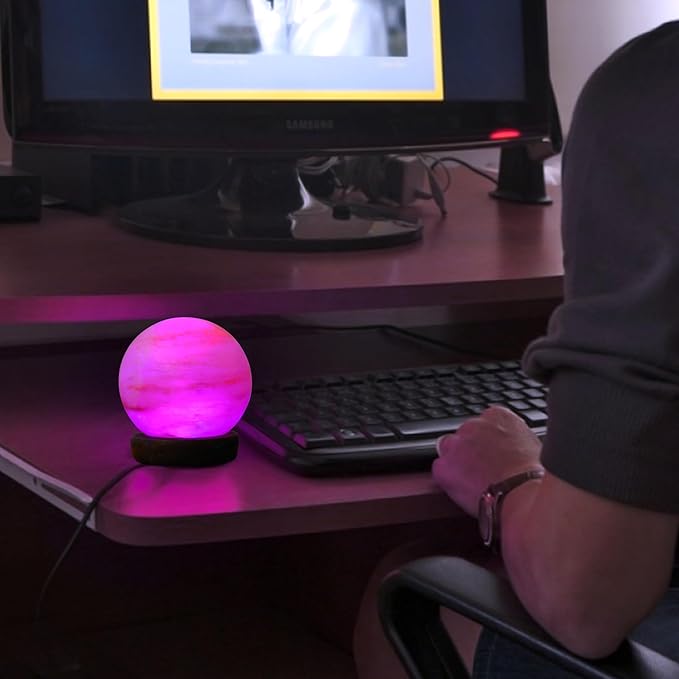 Himalayan Salt Lamp, USB Powered, Color Changing Round Shaped Handcrafted Night Light lamp, Ideal Gift for Home Decore - Bloomnest