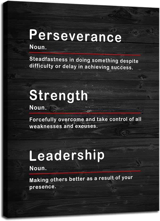 Inspirational Wall Art Canvas Office Wall Decor Perseverance Strength Leadership Noun Print Motivational Quotes for Wall Art Painting Poster Modern Home Gym Classroom Decor Framed[30''W x 40''H] - Bloomnest