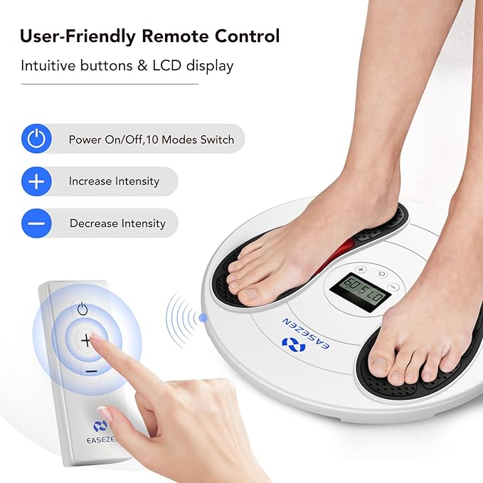 Foot Massager for Neuropathy, TENS & EMS Foot Circulation Stimulator for Pain Relief, 10 Modes and 20 Intensities, Relieve Swelling, Cramps, RLS & Plantar Fasciitis - Gifts for Mom Dad - Bloomnest