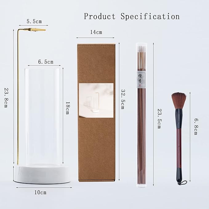 CEREMONY Incense Holder, Ceramic Incense Holder for Sticks with Glass Ash Catcher,Incense Burner for Meditation Yoga Spa Room Decor - Bloomnest
