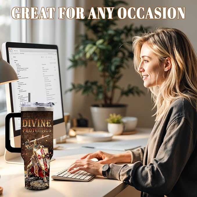 DUUV Christian Tumbler 40 Oz, Inspirational Christian Design, Stainless Steel Insulated Mug with Bible, Christmas Thanksgiving Gift for Religious Individuals, Spiritual Seekers, and Fantasy Fans - Bloomnest