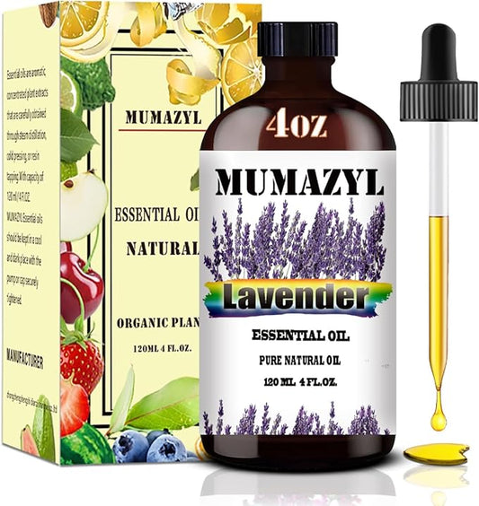 Lavender Essential Oil, Lavender Oil 4 Fl Oz 120ML for Diffuser Humidifier Yoga Cleaning DIY Candle Soap Making Essential Oils - Bloomnest
