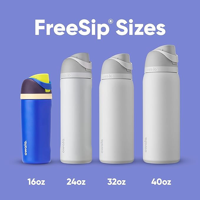Owala Kids FreeSip Insulated Stainless Steel Water Bottle with Straw for Sports, Travel, and School, BPA-Free Sports Water Bottle, 16 oz, Celestial Sphere Owala