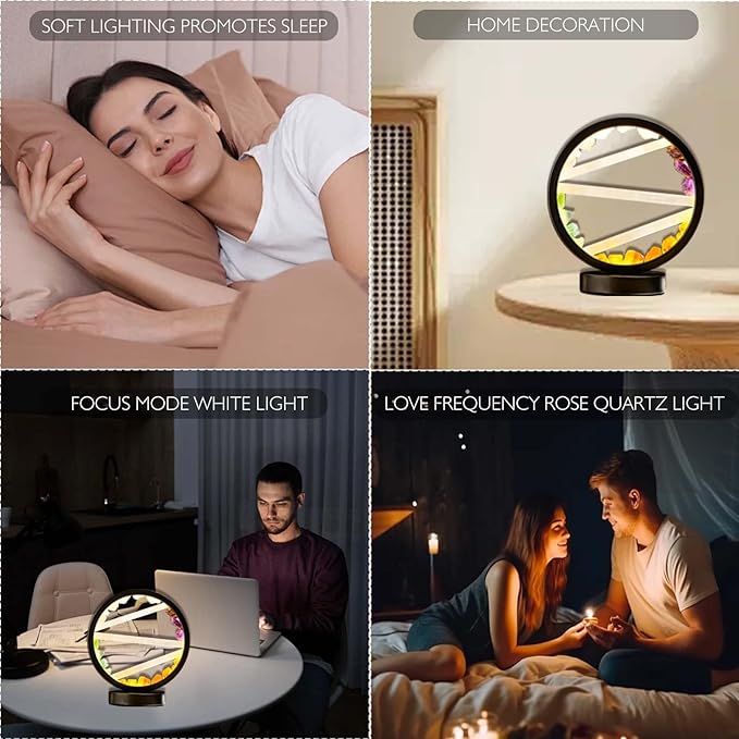Runyangshi Crystal Table Lamp Night Light Natural Selenite & Colour Crystal Raw Stone Bedside Lamp with 3 Adjustable Light Colours Suitable for Home Decoration, Bedroom Office Desk Lighting - Bloomnest