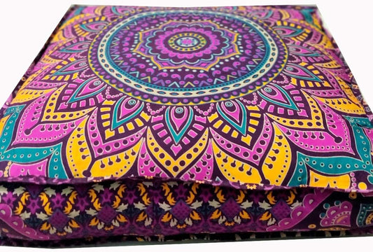 INDIAN CRAFT CASTLE New Pink Ombre 24" Mandala Barmeri Large Floor Pillow Cover Cushion Meditation Seating Ottoman Throw Cover Hippie Decorative Zipped Bohemian Pouf Ottoman Pom Pom Cases 24" Square - Bloomnest
