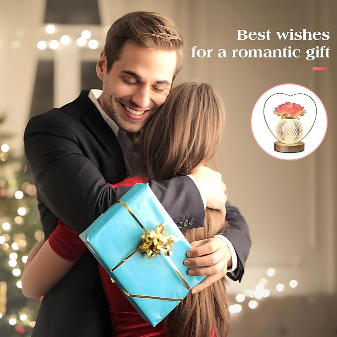 Roses Flower Touch Lamp,Rechargeable Cordless 3-Color Dimmable Small Night Light for Festival,Living Room,Dining Room,Bedroom Home Decor Birthday Gifts for Women - Bloomnest