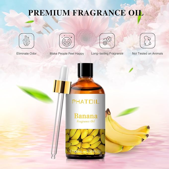 PHATOIL 3.38FL.OZ Banana Fragrance Oils for Aromatherapy, Essential Oils for Diffusers for Home, Perfect for Diffuser, Yoga, Skin Care, DIY Candle and Soap Making - 100ml - Bloomnest