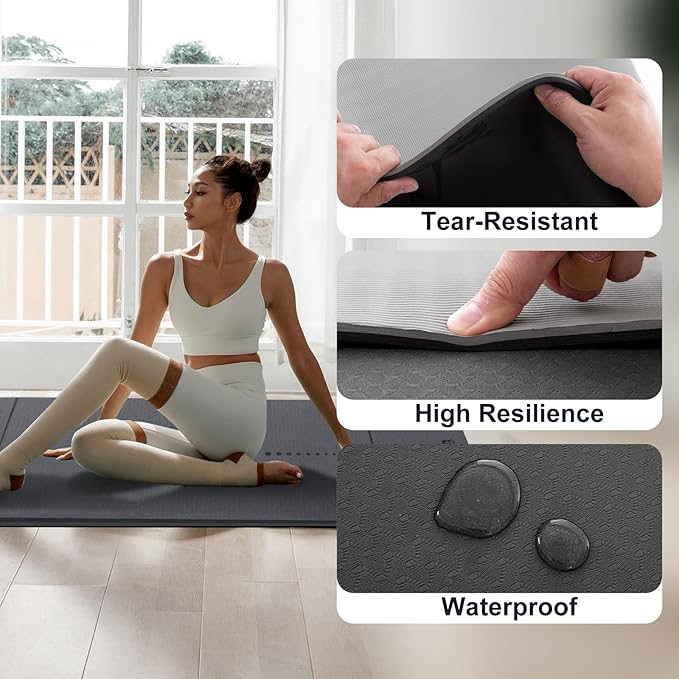 UMINEUX Yoga Mat Extra Thick 1/3'' & 2/5" Non Slip Yoga Mats for Women Eco Friendly TPE Fitness Exercise Mat with Carrying Sling & Storage Bag - Bloomnest