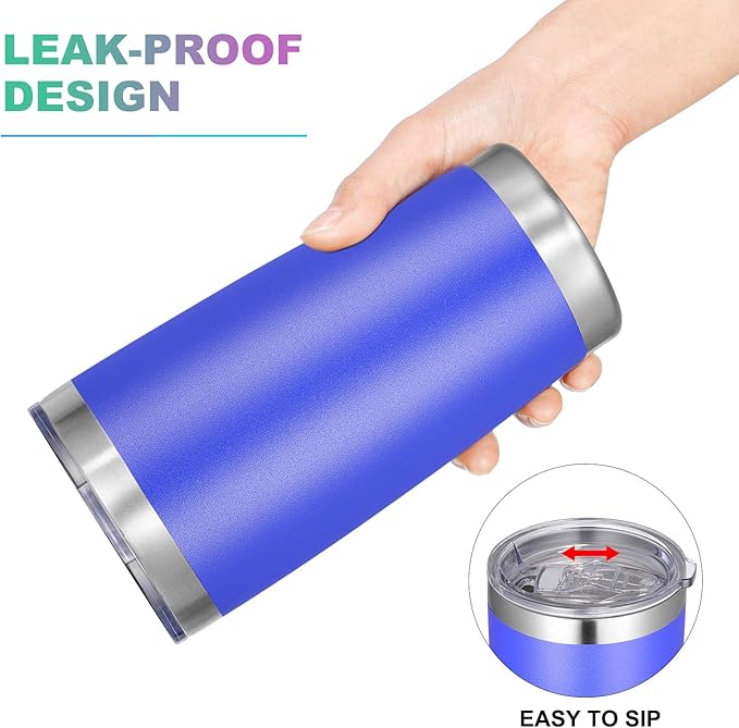 VEGOND 20oz Tumbler with Lid and Straw Stainless Steel Tumbler Cup Bulk Vacuum Insulated Double Wall Travel Coffee Mug Powder Coated Coffee Cup (Bluish Violet 12 Pack) - Bloomnest