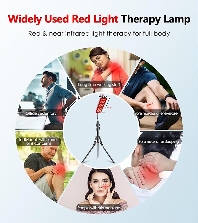Red Light Therapy Lamp, Infrared Light Therapy with Stand - 660nm Redlight and 850nm Near Infrared Light Device for Body Pain Relief Skin Care Astarexin