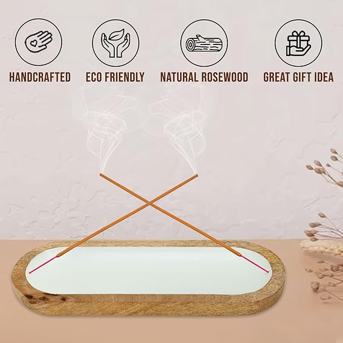 Raajsee Hand Painted Incense Holder,Wooden Incense Burner,Ash Catcher, Incense Tray 11x4x1.5 Inches, Best for Home Fragrance-Aesthetic Room Décor - Bloomnest