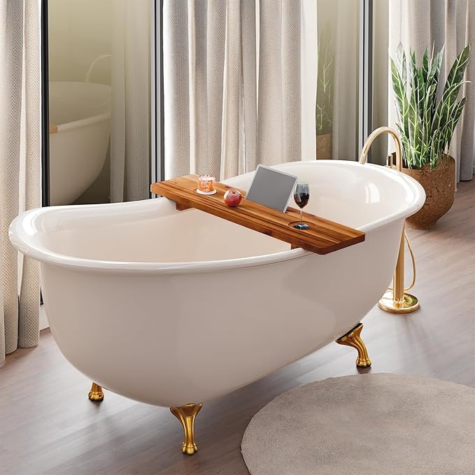Tinamo Acacia Bathtub Caddy Tray Table | 35x9 Inch Large Bath Tub Tray Wooden | Anti-Tipping, Sustainable Tub Tray for Bathtub | Bathtub Accessories Holders for Bathtub (Acacia, 35x9) - Bloomnest