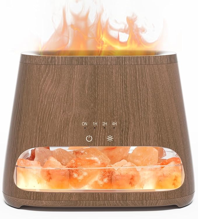 SALKING 2-in-1 Himalayan Salt Lamp Diffuser, Cool Mist Humidifier, Aromatherapy & Himalayan Salt Therapy, 100% Pure Himalayan Salt, Ultrasonic Essential Oil Diffuser with Ambient Glow, 150ml (Dark) - Bloomnest
