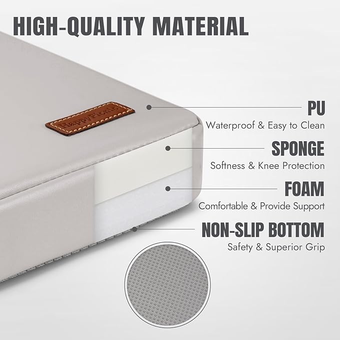 HappyPicnic Waterproof Garden Kneeling Pad - 2" Thick Soft Foam Kneeling Mat for Gardeners with Handle & Removable Cover, Knee Support for Bathing, Grey - Bloomnest