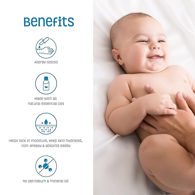 Nature's Baby Organics Baby Oil - Soothing & Hydrating Baby Oil - No Mineral Oil & Non-Greasy - Soft & Healthy Skin - Massage Oil for Newborn & Kids - Sunflower & Olive Oil - Mandarin Coconut - 4 oz - Bloomnest