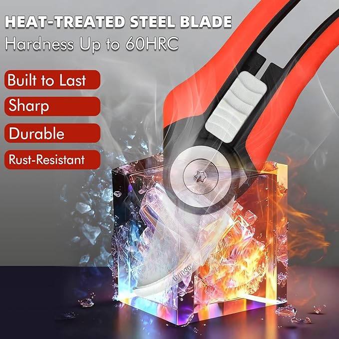 LIVINGO Bypass Pruning Shears - 8.2" Heavy Duty Garden Clippers with Curved Blades, Sharp Plant Scissors for Branches, Bushes & Shrubs, Ergonomic Handles, Spring Action - Bloomnest
