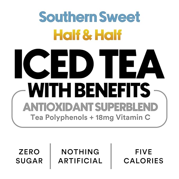 Ryl Iced Tea Front Porch Pack, Sweet Tea and Half N' Half – Antioxidant Superblend, No Artificial Ingredients, Zero Sugar, Five Calories, Low Carb, Non-GMO, Made in the USA, 12-Pack, 16 Fl Oz - Bloomnest