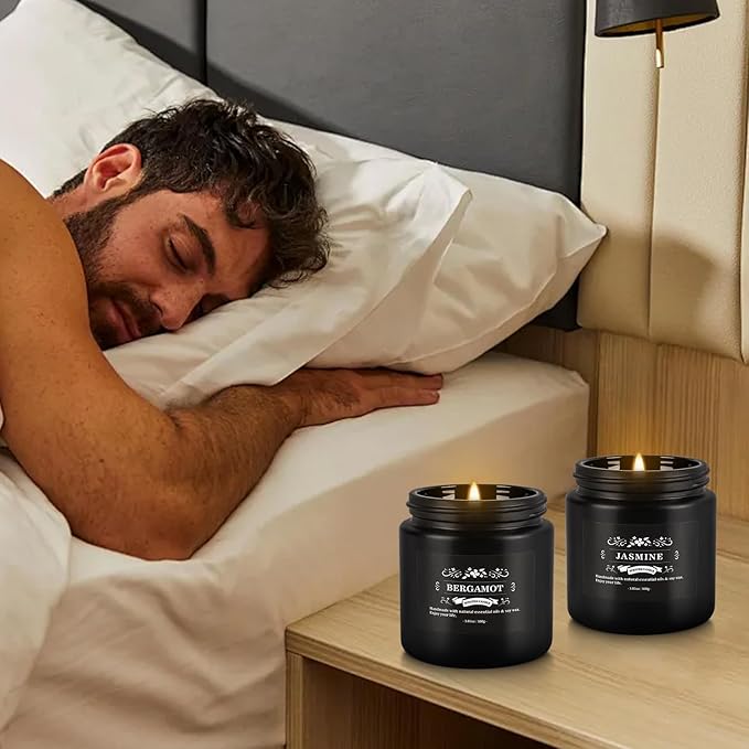 Scented Candle Set 12 Pack,Black, Candle for Home Scented, Odor Eliminating, Stress Relief, Long Lasting Soy Wax Gift Set - Bloomnest