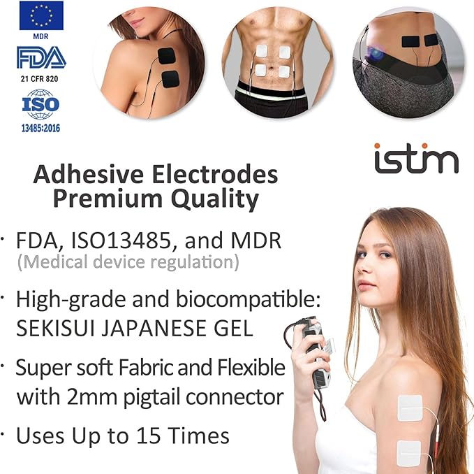iSTIM EV-804 TENS/EMS 2 Channel Rechargeable Combo Machine Unit - Muscle Stimulator + Back Pain Relief and Management- 7 modes/24 Programs/Backlit (Including Electrodes Pads)