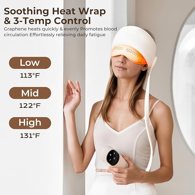 WELLPATH Electric Head Massager for Headaches, Eye Massager with Heat, Rechargeable Head and Eye Massage for Stress Relax, Fatigue, Ideal for Rest & Relaxation, Best Gift for Mom/Dad WELLPATH