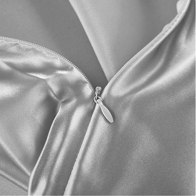 Grey Mulberry Silk Pillowcase for Acne Prone Skin Sleeping Women, Pure 22 Momme Hypoallergenic Silk Pillow Cases with Zipper, Natural Cooling Pillow Case from USA, 1 Pc 20"x26" (Standard, Grey) - Bloomnest