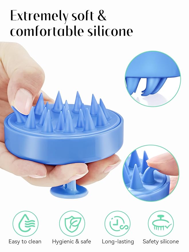 HEETA Shampoo Scalp Brush Massager Hair Growth, Scalp Scrubber with Soft Silicone Bristles for Hair Growth & Dandruff Removal, Hair Brush for Scalp Exfoliator, Royal Blue HEETA