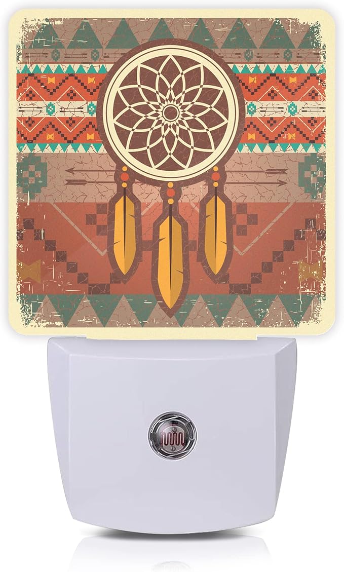 Dream Catcher Night Light,Ethnic Ornament Plug-in Night Lights with Dusk-to-Dawn Sensor for Stairway/Hallway/Bedroom 0.5W Sleep Friendly lamp for Women/Girls/Boys Gift