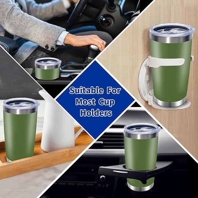 1 Packs, 20oz Stainless Steel Tumbler with Lid, Leakproof Double Wall Travel Mug for Hot/Cold Drinks, Home Office Outdoor Party Use, Durable Powder Coated Insulated Cup/Army Green - Bloomnest