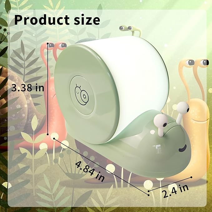 Cute Snail Night Light | Magnetic Base Dimmable Bedside Lamp | 800mAh Long-Lasting Soft Light|USB Rechargeable Timer Safe Portable LED Lamps|Breastfeeding Dorm Room Decor - Bloomnest