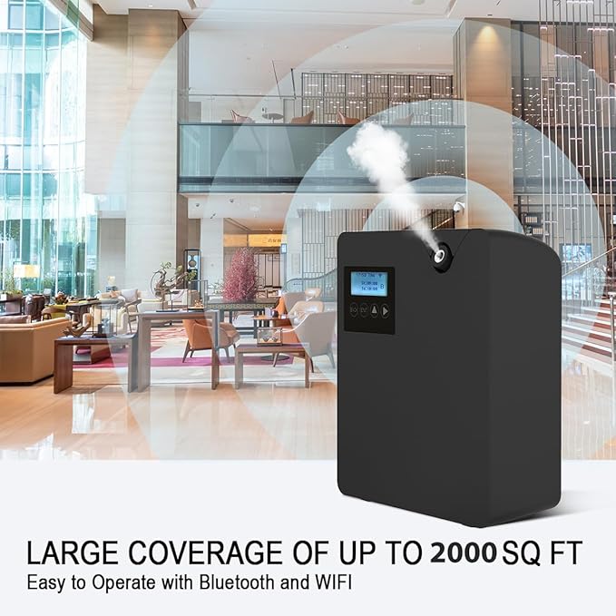 Smart Scent Air Machine for Home, Bluetooth & WiFi Hotel Scent Diffuser with Cold Air Tech, 300ML Waterless Essential Oil HVAC Scent Diffuser for Large Room, Office, Spa(Black) - Bloomnest