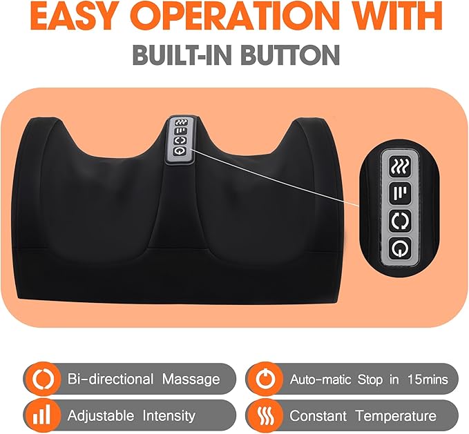 Shiatsu Foot Massager with Heat,Foot and Calf Massager with Roller, Deep Massage for Relaxation, Plantar Fasciitis Relief, Promotes Blood Circulation, Gifts for Women & Men(Black) - Bloomnest