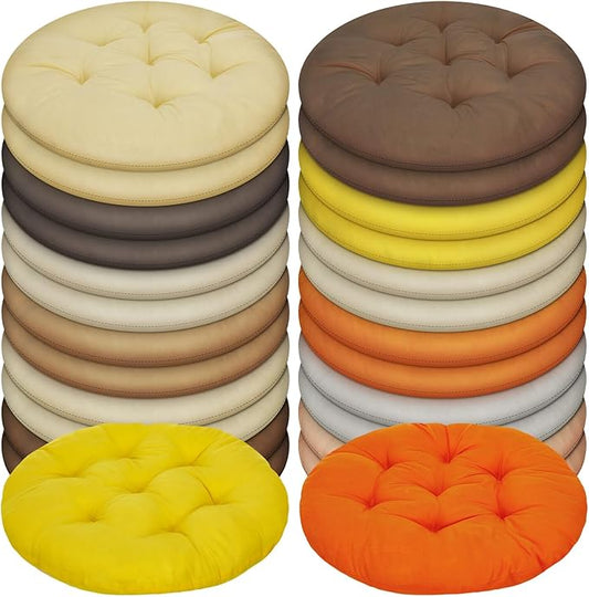 Tinideya 24 Pcs Round Floor Cushions Floor Pillows Meditation Seat Pillows Flexible Seating for Adults Kids, Chair Cushions for Classroom, Nursery, Living Room, Yoga(Medium 15.7 Inch,Yellow-Brown) - Bloomnest