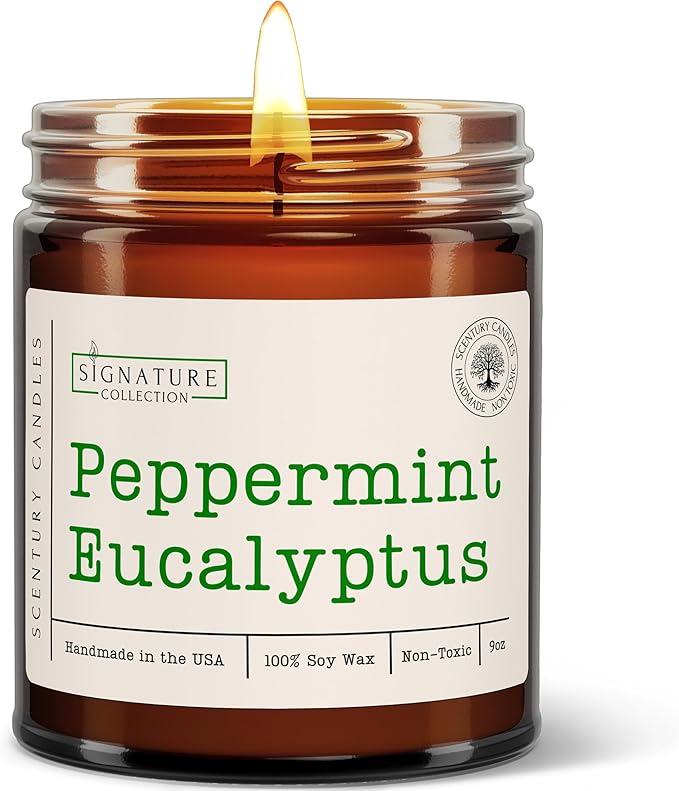 Peppermint Eucalyptus Scented Candle, Many Scents to Choose from, All Natural Non-Toxic Soy Wax, Handmade in The USA(Peppermint Eucalyptus) - Bloomnest