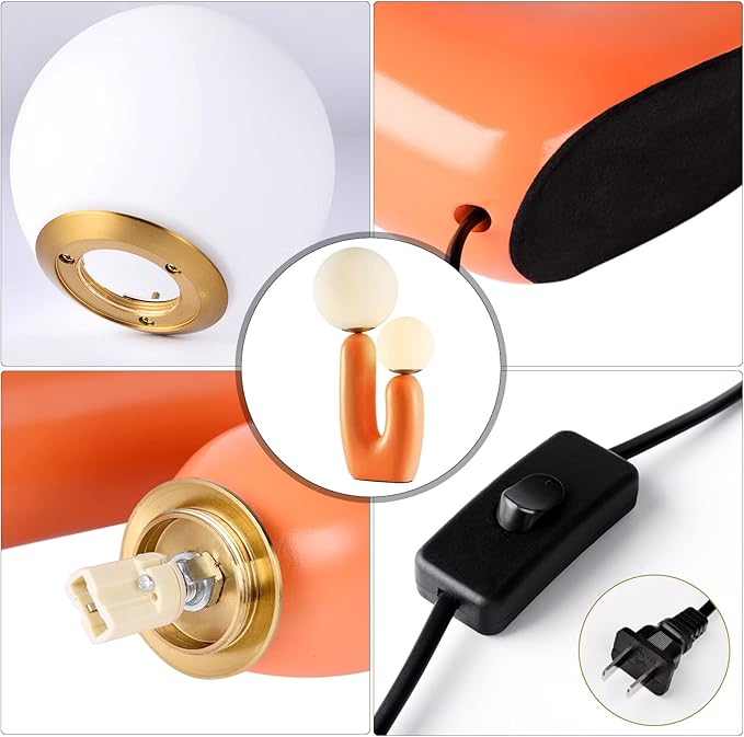 Arturesthome Bedside Nightstand Table Lamp for Living Room Bedroom, Desk Lamp with Light Bulbs, Orange - Bloomnest