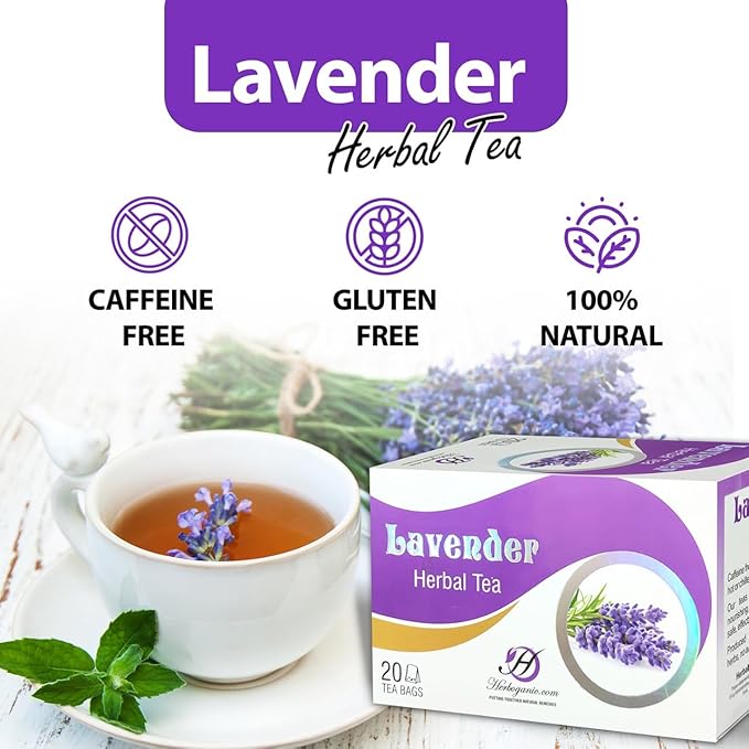 HERBOGANIC Lavender Herbal Tea - Relaxation and Delicate Aroma | Soothing and Refreshing Blend | Natural Ingredients | 20 Tea Bags - Bloomnest