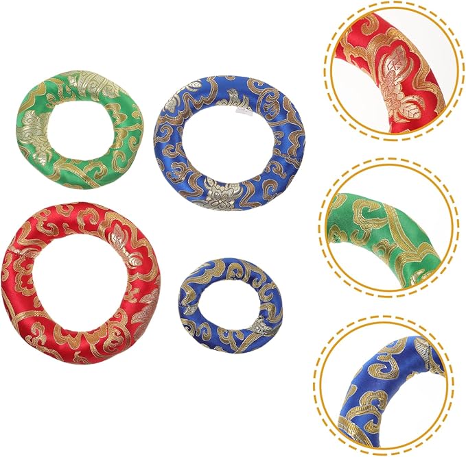 4pcs Handmade Tibetan Singing Bowl Cushion Protects Elevates Sound Bowls Lightweight Portable Design for Meditation Yoga and Stress Relief Colors Random - Bloomnest