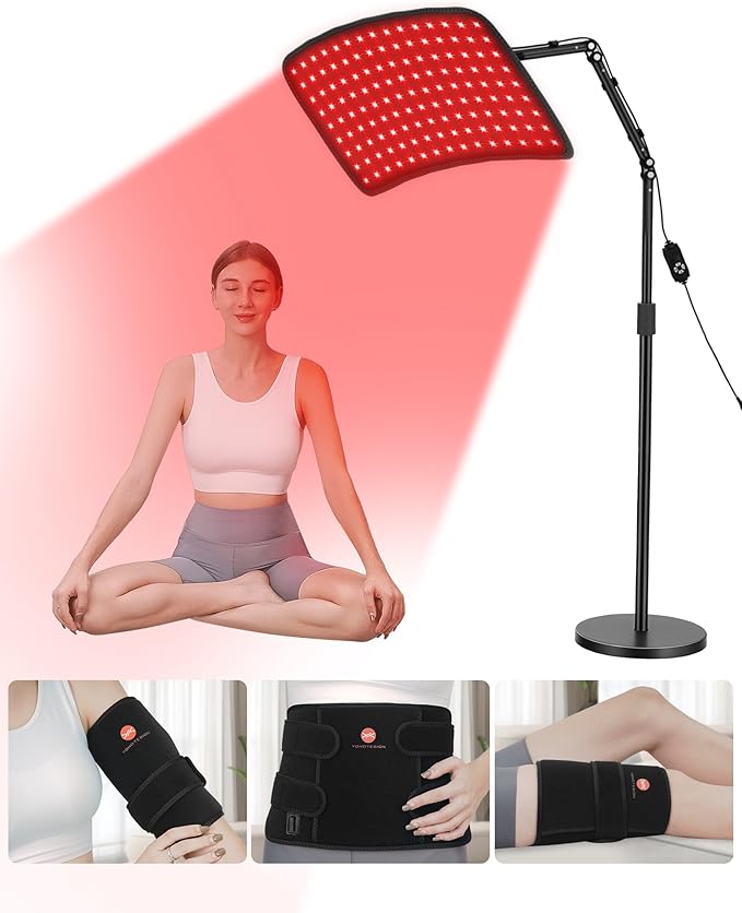 Red Light Therapy for Body, 3 in 1 Infrared Red Light Therapy Lamp with Stand & Wrap, 660nm+850nm, 4 Modes & 6 Timers, Full Body Red Light Panel at Home for Beauty Recovery Relaxation Bloomnest