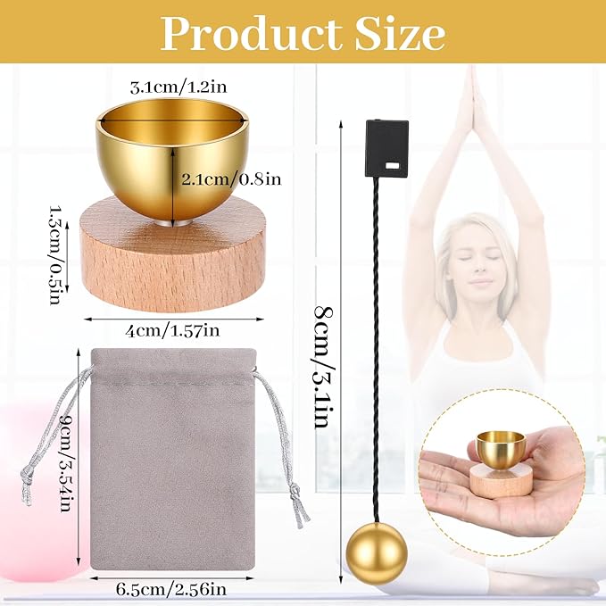 MIni Singing Bowl Set, Meditation Sound Bowl with Bag for Yoga, Meditation Relaxation, Mindfulness,Chakra Energy Healing, Self-Regulation, Stress Relief, Spiritual Gifts Bloomnest