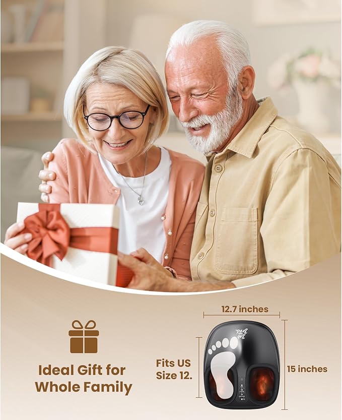 BOB AND BRAD Foot Massager with Heat,Shiatsu Deep Kneading Electric Feet Massager Machine for Plantar Fasciitis, Men Size 12